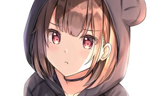 Preview wallpaper girl, hood, ears, anime, art, cute