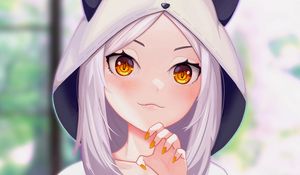 Preview wallpaper girl, hood, ears, gesture, anime