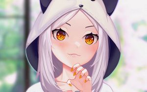 Preview wallpaper girl, hood, ears, gesture, anime