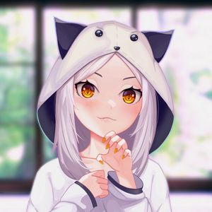 Preview wallpaper girl, hood, ears, gesture, anime