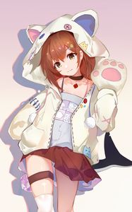 Preview wallpaper girl, hood, ears, smile, anime