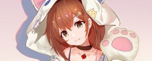 Preview wallpaper girl, hood, ears, smile, anime