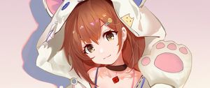 Preview wallpaper girl, hood, ears, smile, anime