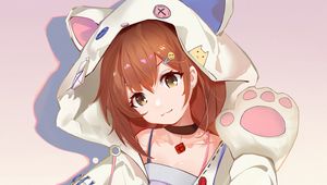Preview wallpaper girl, hood, ears, smile, anime