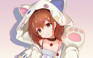 Preview wallpaper girl, hood, ears, smile, anime