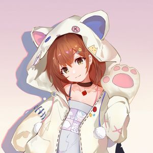 Preview wallpaper girl, hood, ears, smile, anime