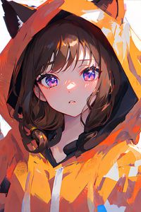 Preview wallpaper girl, hood, ears, paint, art, anime