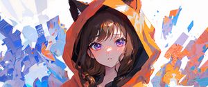 Preview wallpaper girl, hood, ears, paint, art, anime