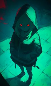 Preview wallpaper girl, hood, eyes, art, anime