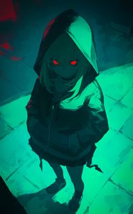 Preview wallpaper girl, hood, eyes, art, anime