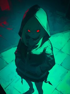 Preview wallpaper girl, hood, eyes, art, anime