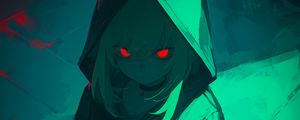 Preview wallpaper girl, hood, eyes, art, anime