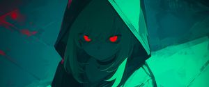 Preview wallpaper girl, hood, eyes, art, anime