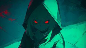 Preview wallpaper girl, hood, eyes, art, anime