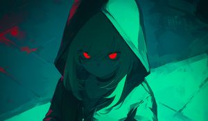 Preview wallpaper girl, hood, eyes, art, anime