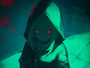 Preview wallpaper girl, hood, eyes, art, anime