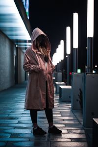 Preview wallpaper girl, hood, jacket, pink, style