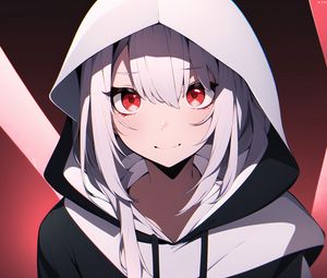 Preview wallpaper girl, hood, portrait, anime, art