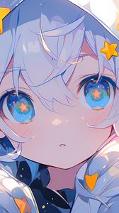 Preview wallpaper girl, hood, stars, anime