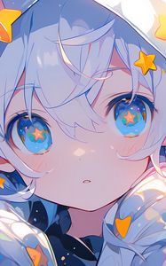 Preview wallpaper girl, hood, stars, anime