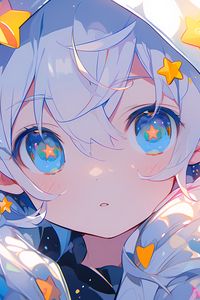 Preview wallpaper girl, hood, stars, anime