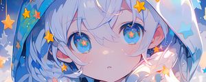 Preview wallpaper girl, hood, stars, anime