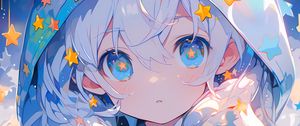 Preview wallpaper girl, hood, stars, anime