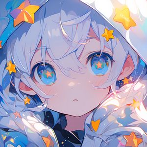Preview wallpaper girl, hood, stars, anime