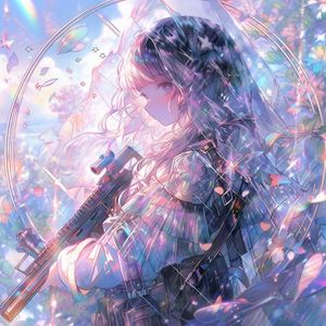 Preview wallpaper girl, hood, transparent, weapons, anime, art