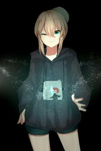 Preview wallpaper girl, hoodie, anime, art
