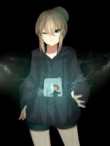 Preview wallpaper girl, hoodie, anime, art