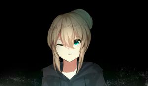Preview wallpaper girl, hoodie, anime, art