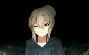 Preview wallpaper girl, hoodie, anime, art