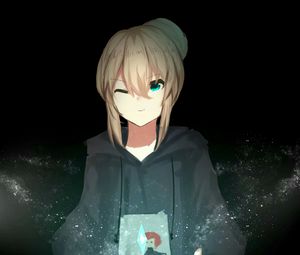 Preview wallpaper girl, hoodie, anime, art