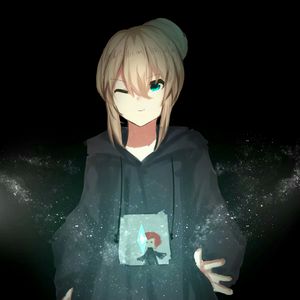 Preview wallpaper girl, hoodie, anime, art