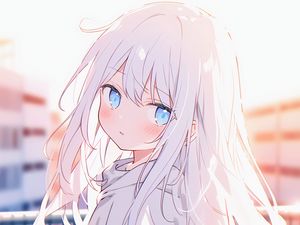 Preview wallpaper girl, hoodie, anime, light