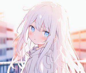 Preview wallpaper girl, hoodie, anime, light