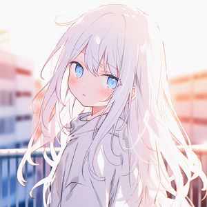Preview wallpaper girl, hoodie, anime, light