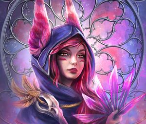 Preview wallpaper girl, hoodie, art, glare, shine