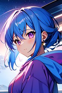 Preview wallpaper girl, hoodie, blush, anime, blue