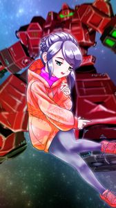 Preview wallpaper girl, hoodie, movement, anime