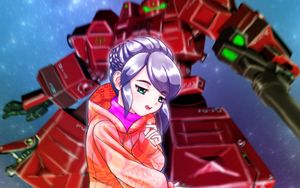 Preview wallpaper girl, hoodie, movement, anime