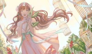 Preview wallpaper girl, horn, nymph, anime, art