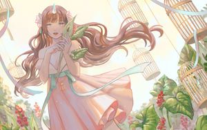 Preview wallpaper girl, horn, nymph, anime, art