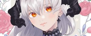 Preview wallpaper girl, horns, cloak, anime, art