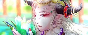 Preview wallpaper girl, horns, deity, anime, art