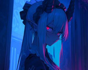 Preview wallpaper girl, horns, demon, piercing, anime, art