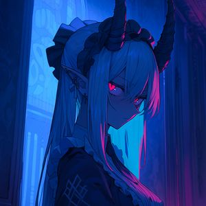 Preview wallpaper girl, horns, demon, piercing, anime, art