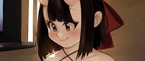 Preview wallpaper girl, horns, demon, anime, art