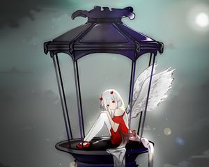 Preview wallpaper girl, horns, demon, wings, anime